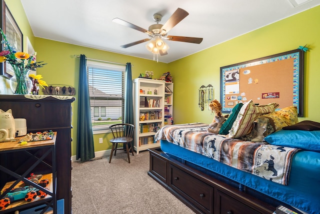 4427 E Kentbrook Dr, Springfield, MO 65802 - bedroom featuring light colored carpet, baseboards, and ceiling fan