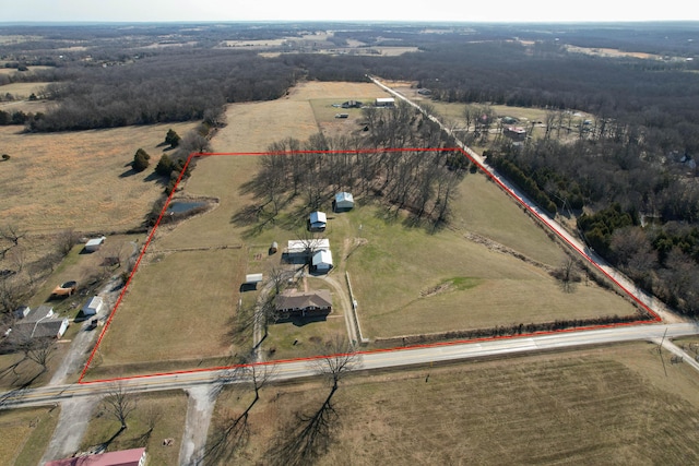 aerial view with a rural view