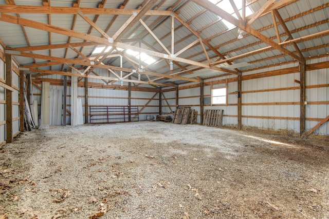 garage with metal wall