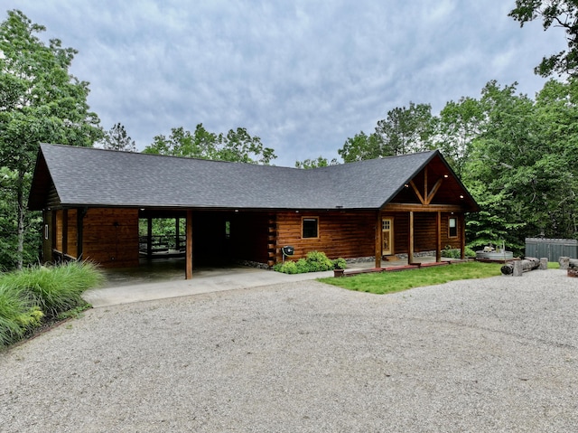 420 Nps Peavine, Van Buren, MO 63965 - log cabin with driveway, roof with shingles, and a porch