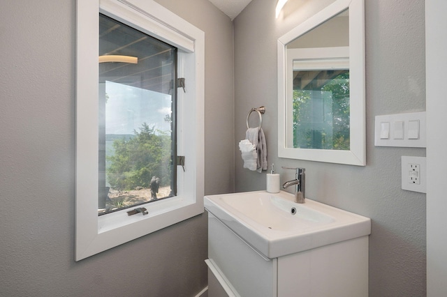 bathroom featuring a healthy amount of sunlight and vanity