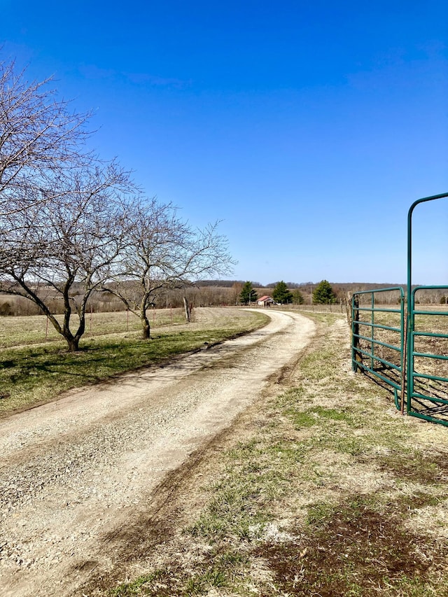 view of street with a rural view