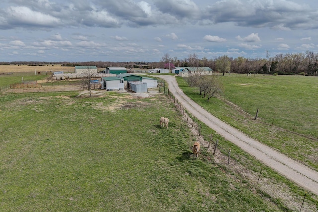 drone / aerial view with a rural view