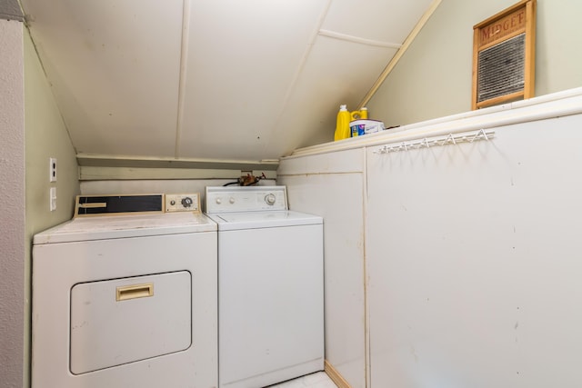 clothes washing area with laundry area and washer and dryer