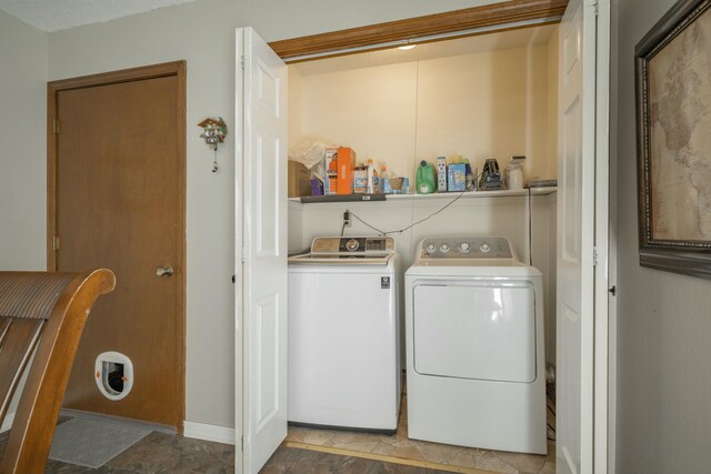 laundry room with laundry area and washing machine and clothes dryer