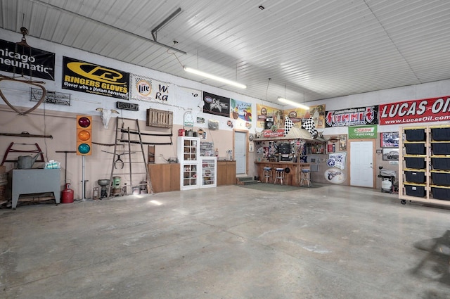 garage featuring metal wall