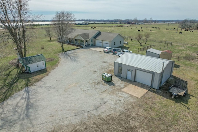 bird's eye view with a rural view