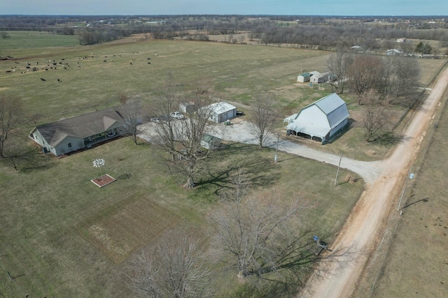 drone / aerial view with a rural view