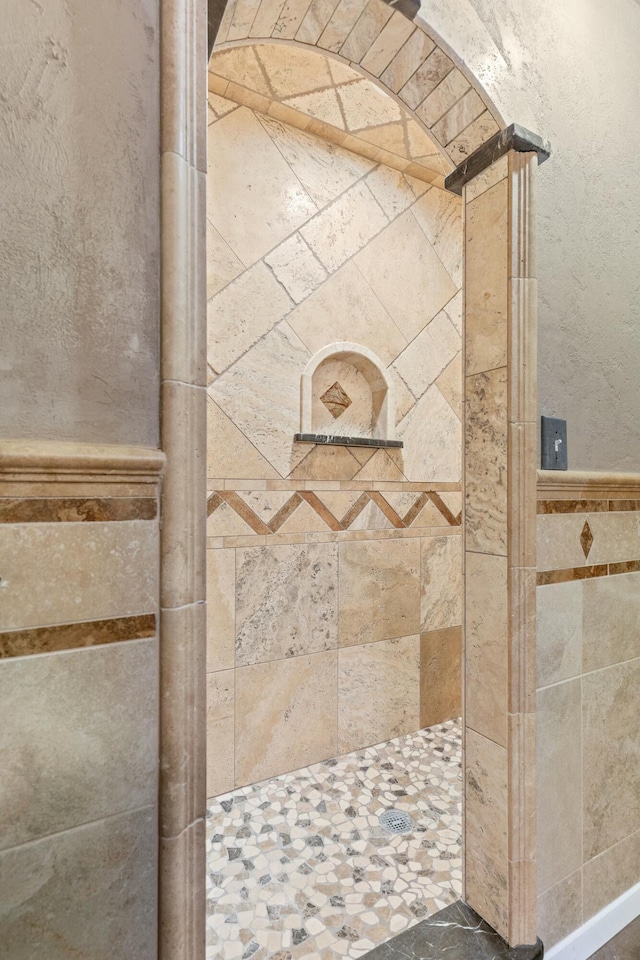 interior details with tiled shower