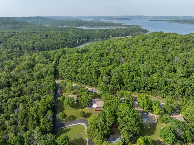 466 Buck Run Dr, Branson West, MO 65737 - aerial view of property and surrounding area with a heavily wooded area and a nearby body of water