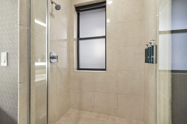 bathroom featuring a shower stall