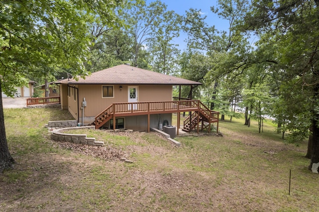 24311 Raintree Ln, Shell Knob, MO 65747 - rear view of property featuring stairs, a deck, and cooling unit