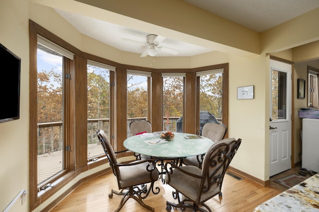 dining area with washer / dryer, a wealth of natural light, and light wood finished floors