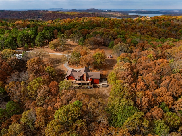 bird's eye view featuring a view of trees