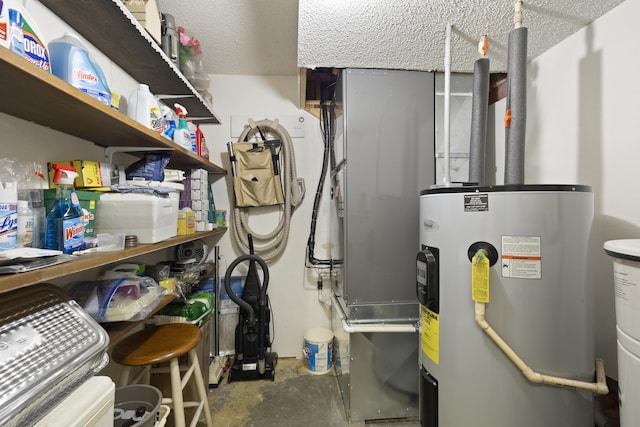 utility room with electric water heater