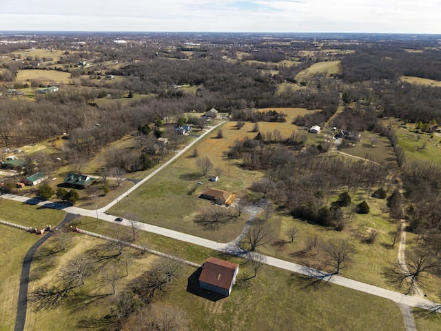 aerial view featuring a rural view