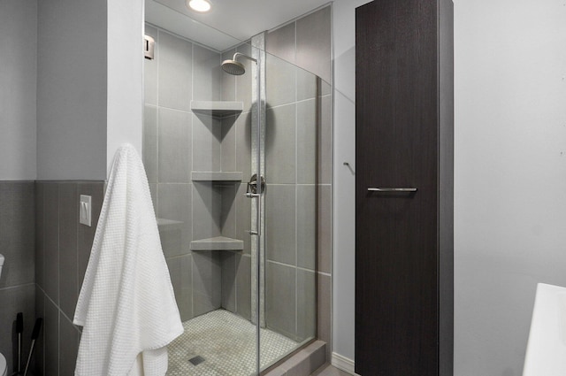 bathroom featuring a stall shower