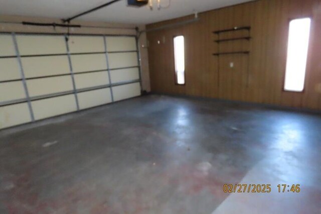 garage with wooden walls