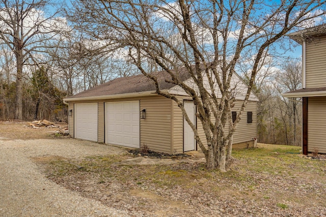 view of detached garage