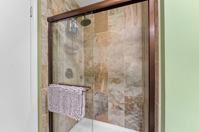 bathroom with a shower stall