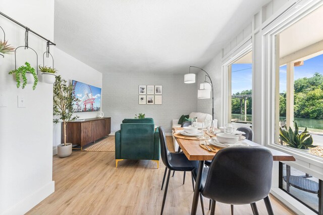 dining room featuring baseboards and light wood-style floors