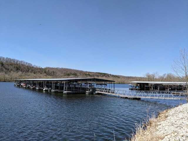 view of dock featuring a water view