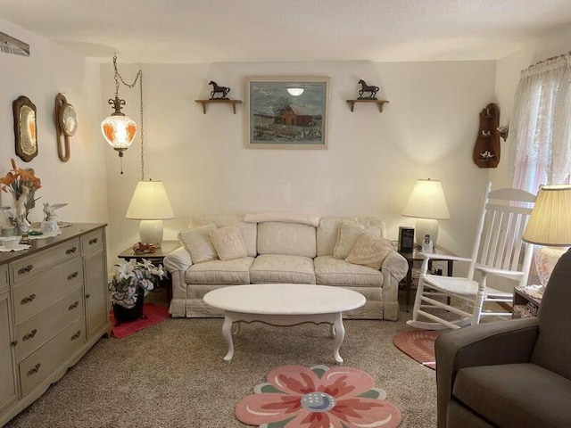 living room featuring carpet flooring