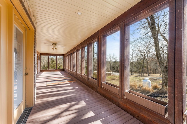 view of unfurnished sunroom