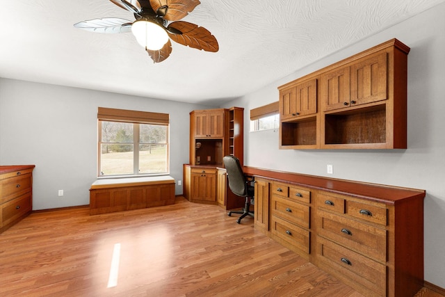 270 Craig Rd, Walnut Shade, MO 65771 - office with a wealth of natural light, light wood-style floors, a ceiling fan, and built in study area