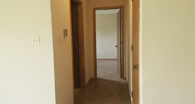 hall with baseboards and carpet