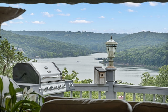 view of water feature featuring a view of trees