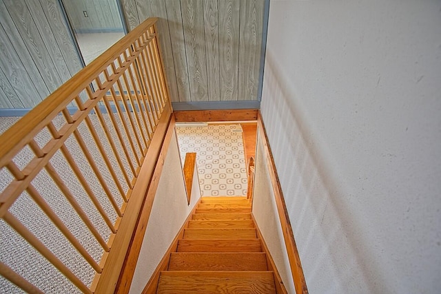 staircase with wood finished floors