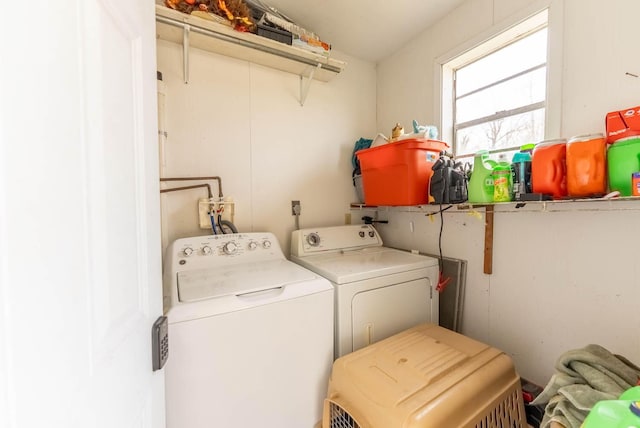 washroom with laundry area and separate washer and dryer