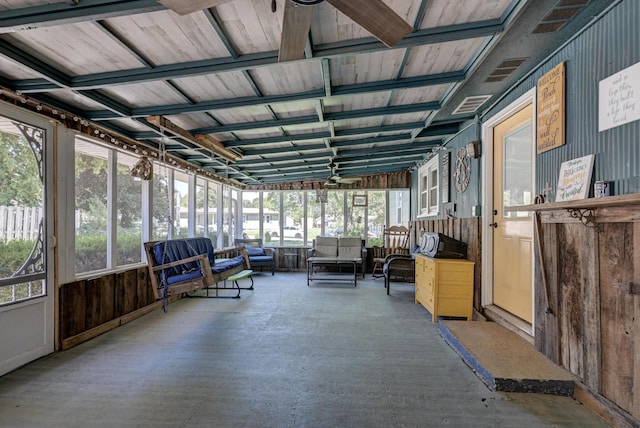 view of unfurnished sunroom