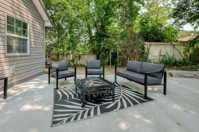 view of patio / terrace with an outdoor hangout area and fence