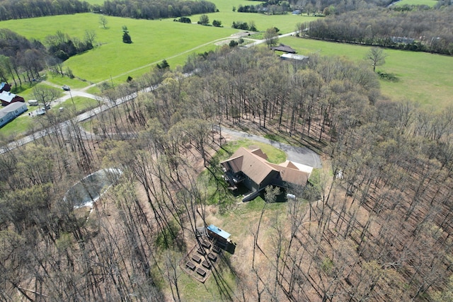 drone / aerial view with a rural view