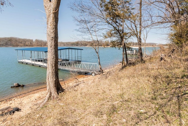 view of dock featuring a water view