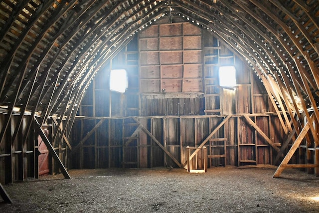 view of unfinished attic