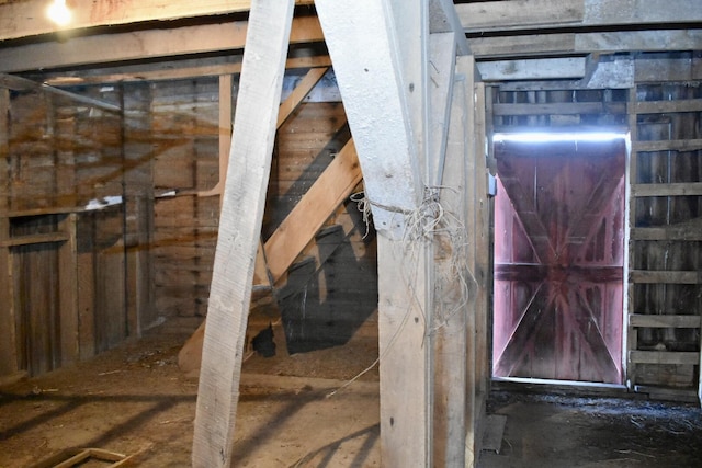 view of unfinished attic