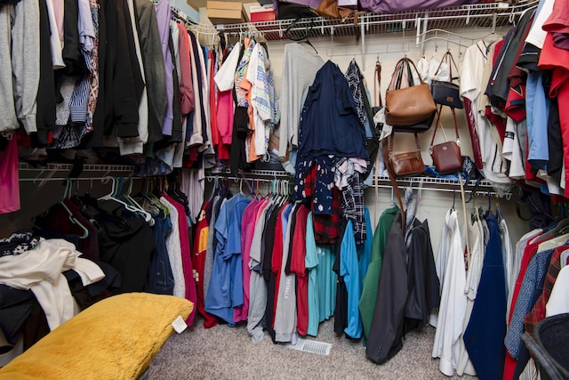 walk in closet featuring carpet