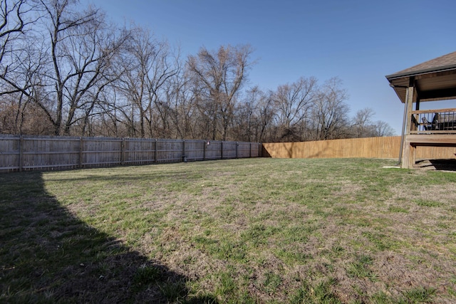 view of yard with a fenced backyard