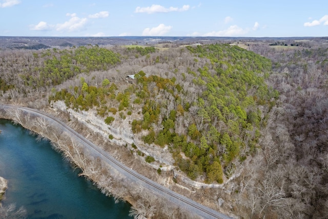 aerial view featuring a forest view