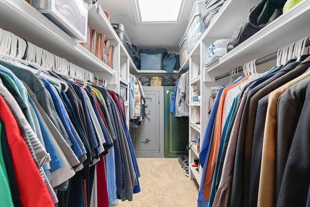 walk in closet with carpet