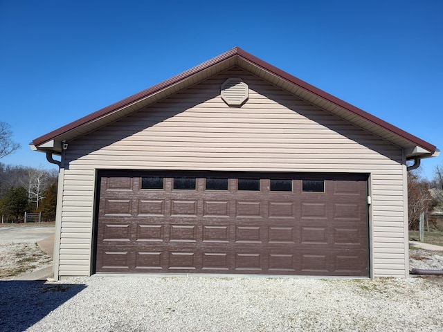 view of detached garage