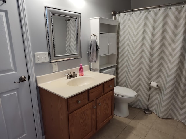 bathroom with tile patterned floors, toilet, and vanity