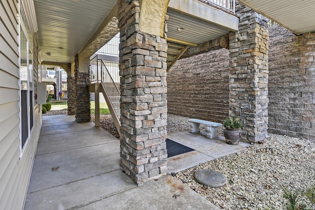 view of patio / terrace with stairway