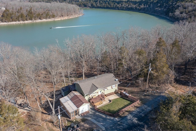 28007 Fox Fire Ln, Shell Knob, MO 65747 - aerial view of property and surrounding area featuring a forest and a large body of water