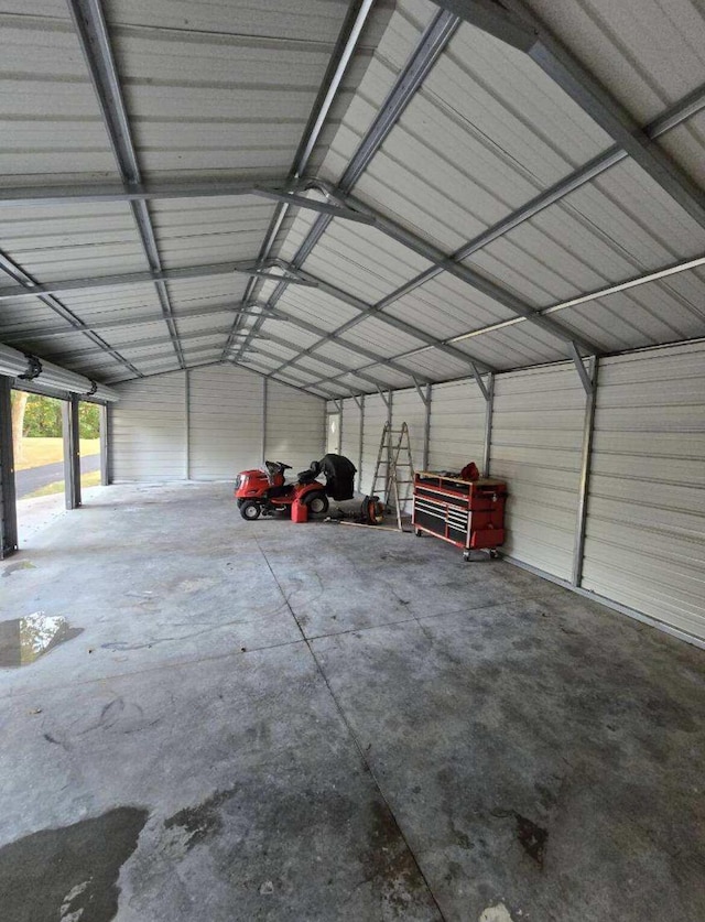 garage featuring metal wall