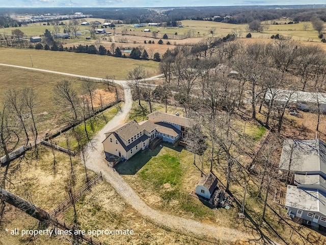 drone / aerial view featuring a rural view