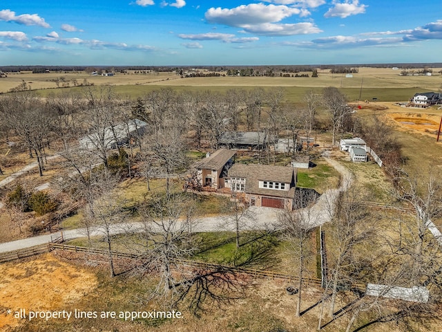 drone / aerial view featuring a rural view